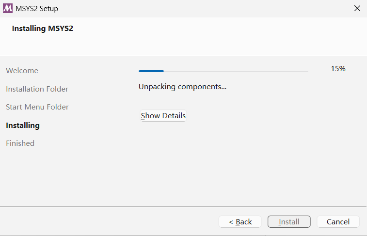 MSYS2 安装步骤：等待安装